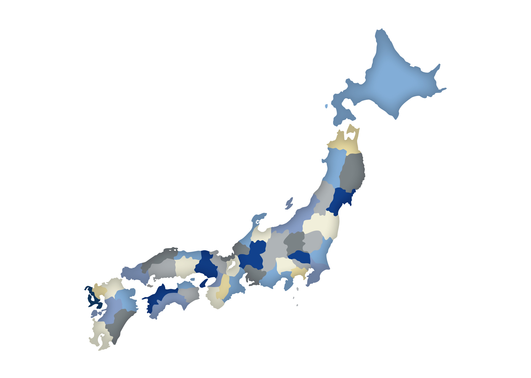 日本地図の無料イラスト素材集 都道府県名 県庁所在地あり