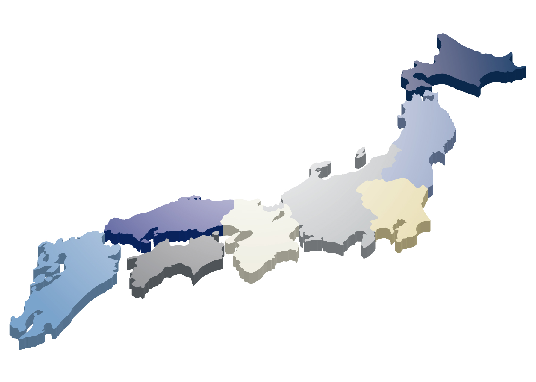 日本地図無料フリーイラスト 英語 地方線あり 柄