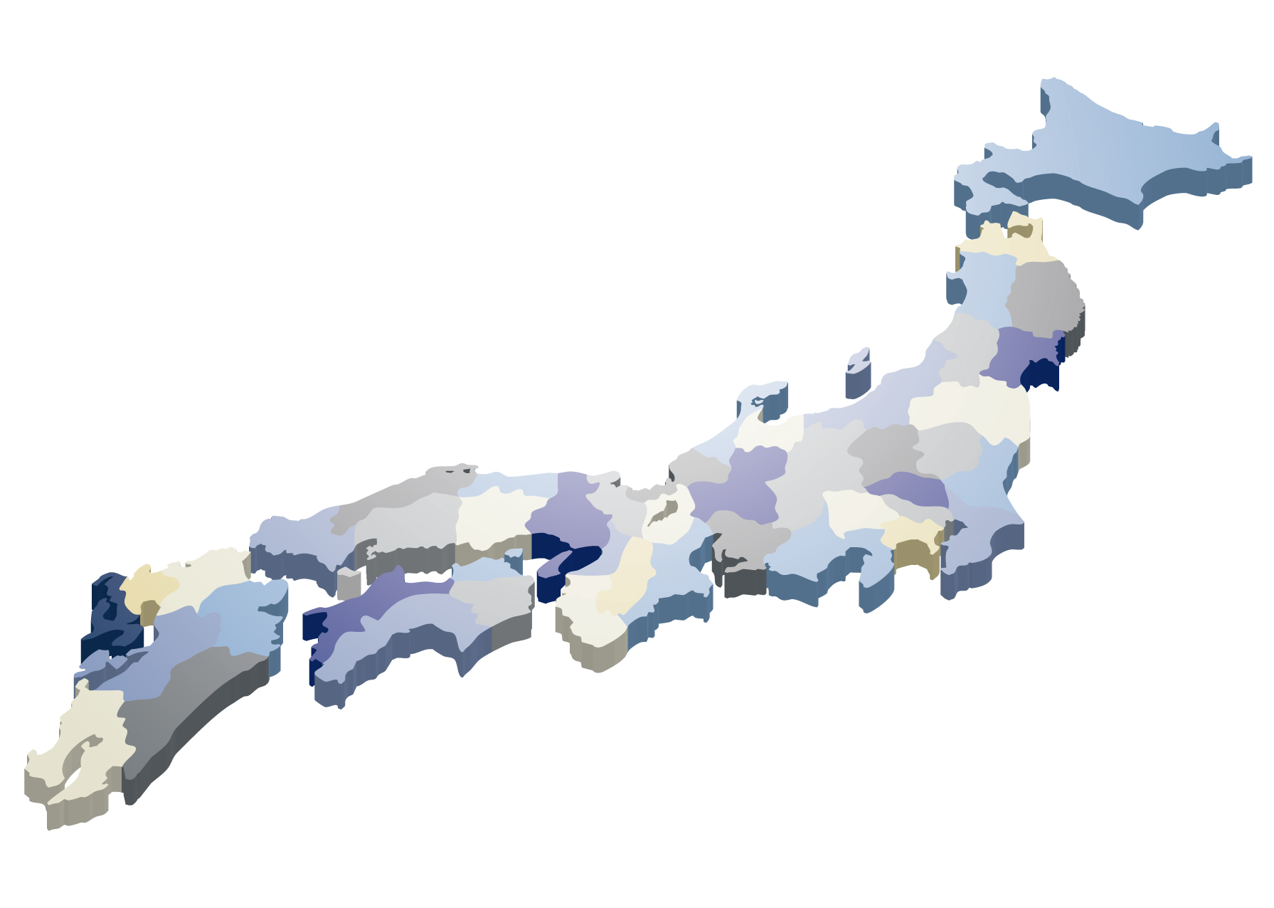 日本地図の無料イラスト素材集 都道府県名 県庁所在地あり