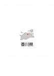 日本地図・香川県・都道府県名あり・県庁所在地あり・ルビあり(グレー)