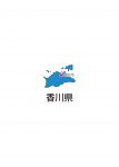 日本地図・香川県・都道府県名あり・県庁所在地あり(青)
