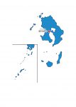日本地図・鹿児島県・県庁所在地あり・ルビあり(青)