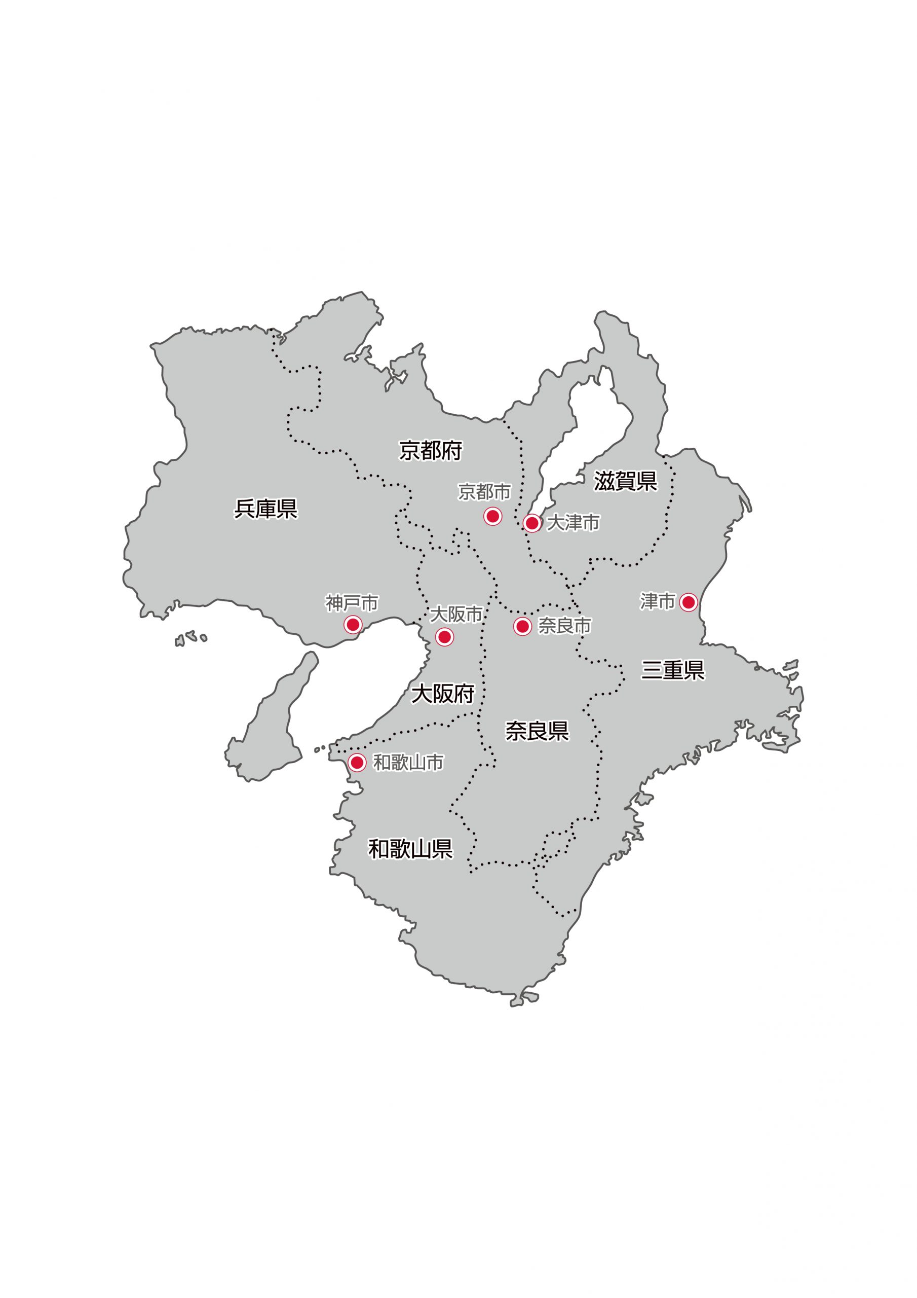 近畿地方2府4県の地図イラストを無料ダウンロード