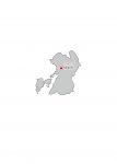日本地図・熊本県・県庁所在地あり・ルビあり(グレー)