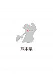 日本地図・熊本県・都道府県名あり・県庁所在地あり(グレー)