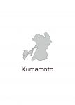 日本地図・熊本県・英語・都道府県名あり(グレー)