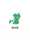 日本地図・熊本県・都道府県名あり・県庁所在地あり(緑)