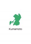 日本地図・熊本県・英語・都道府県名あり(緑)