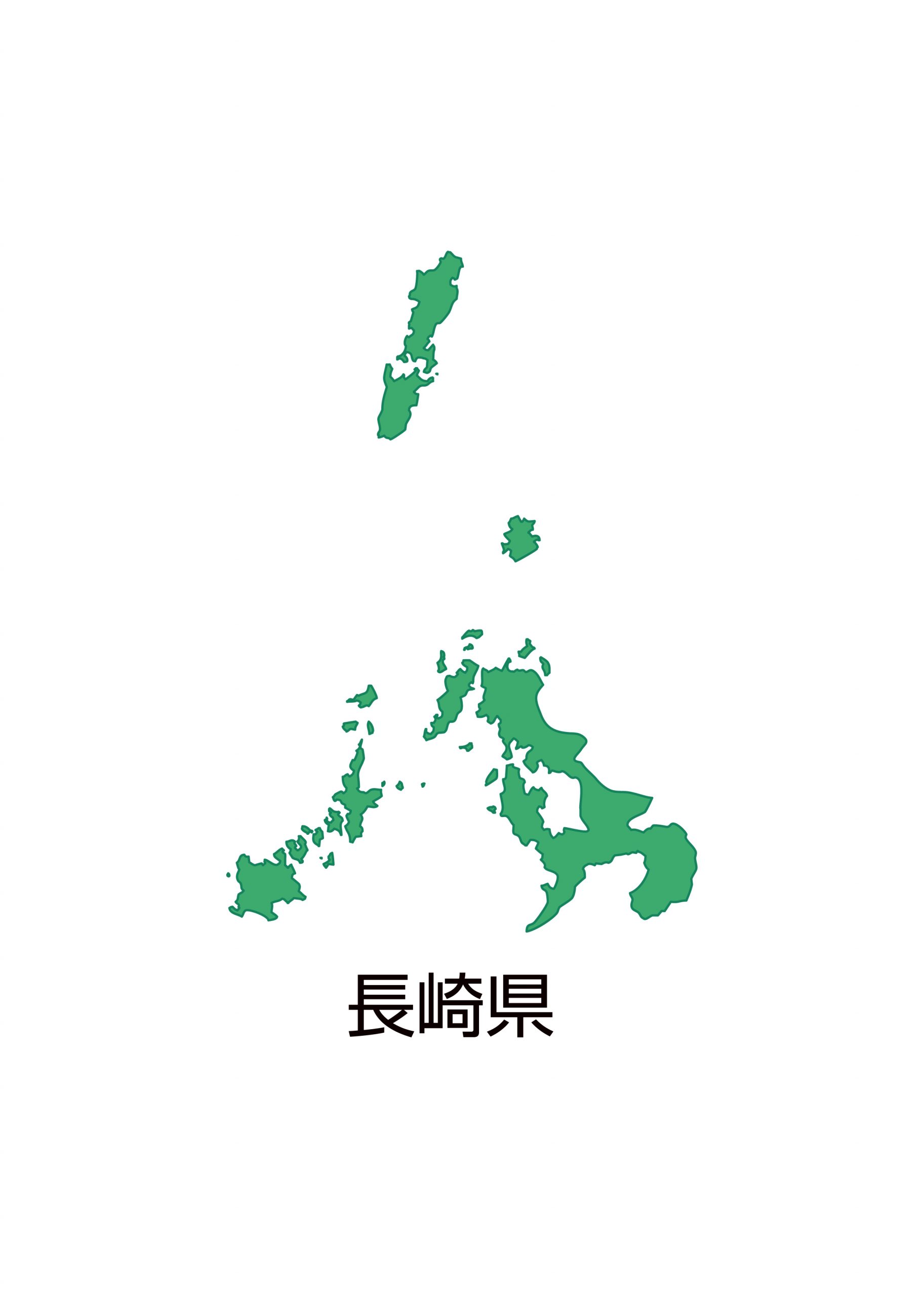 長崎県無料フリーイラスト｜日本語・都道府県名あり(緑)
