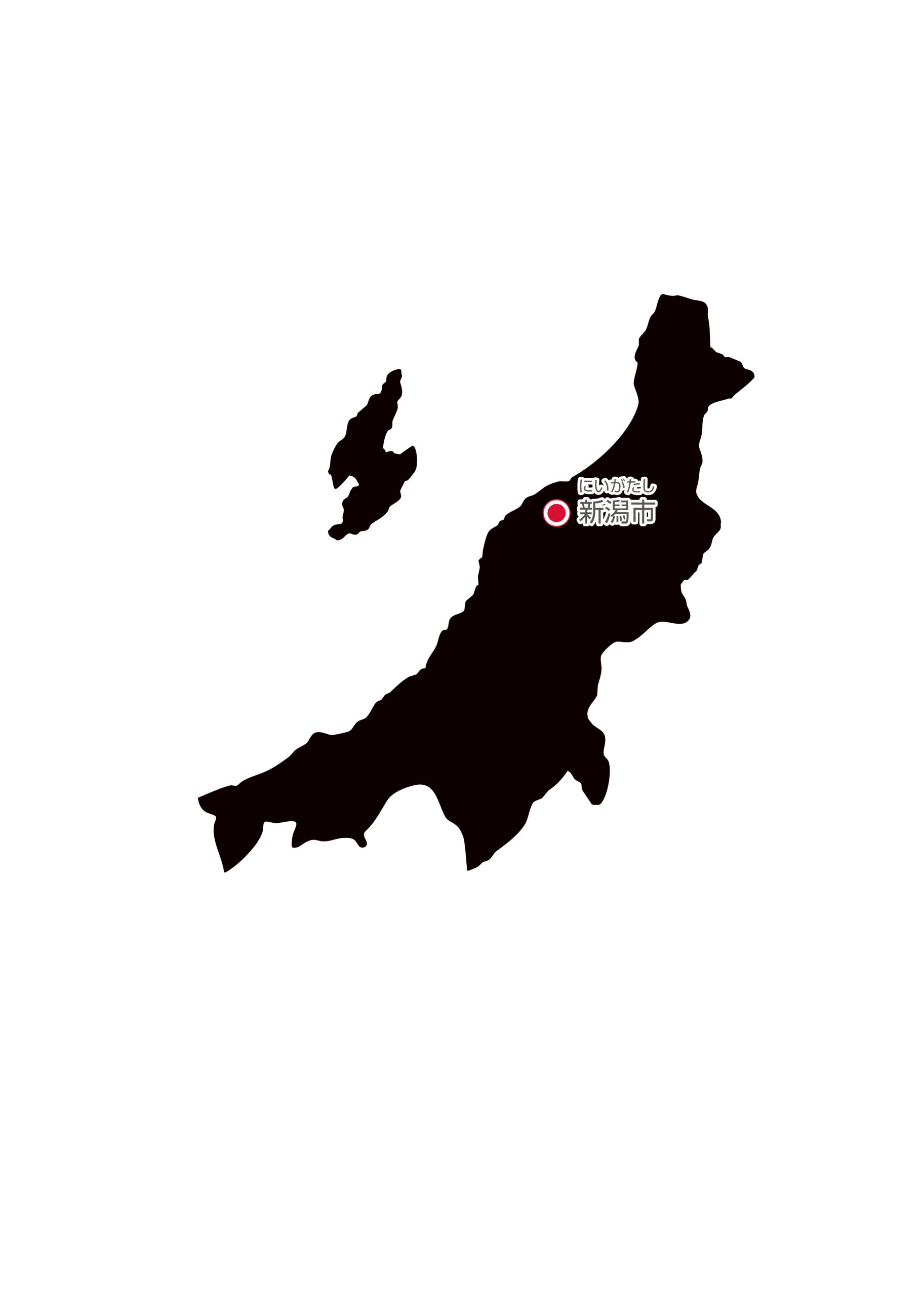新潟県無料フリーイラスト｜日本語・県庁所在地あり・ルビあり(黒)