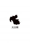 日本地図・大分県・都道府県名あり(黒)