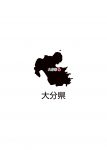 日本地図・大分県・都道府県名あり・県庁所在地あり(黒)