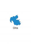 日本地図・大分県・英語・都道府県名あり(青)