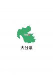 日本地図・大分県・都道府県名あり・県庁所在地あり(緑)