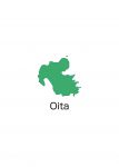 日本地図・大分県・英語・都道府県名あり(緑)