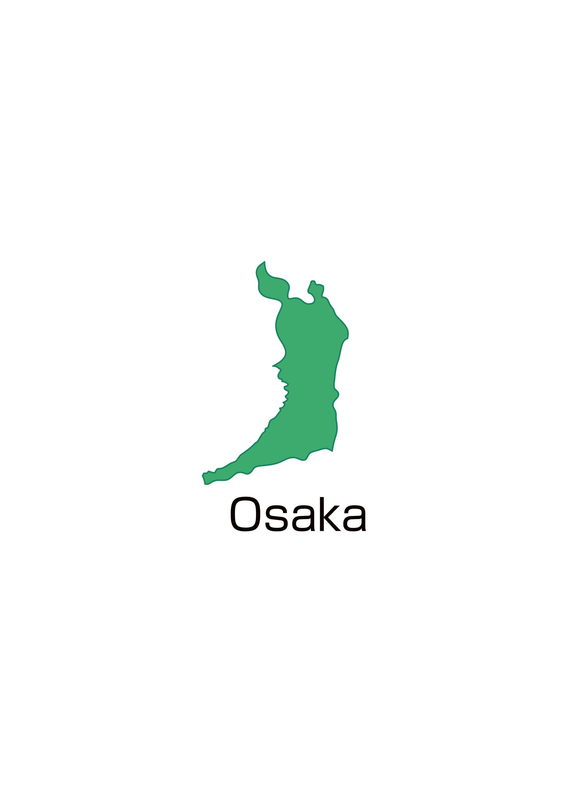 大阪府無料フリーイラスト｜英語・都道府県名あり(緑)