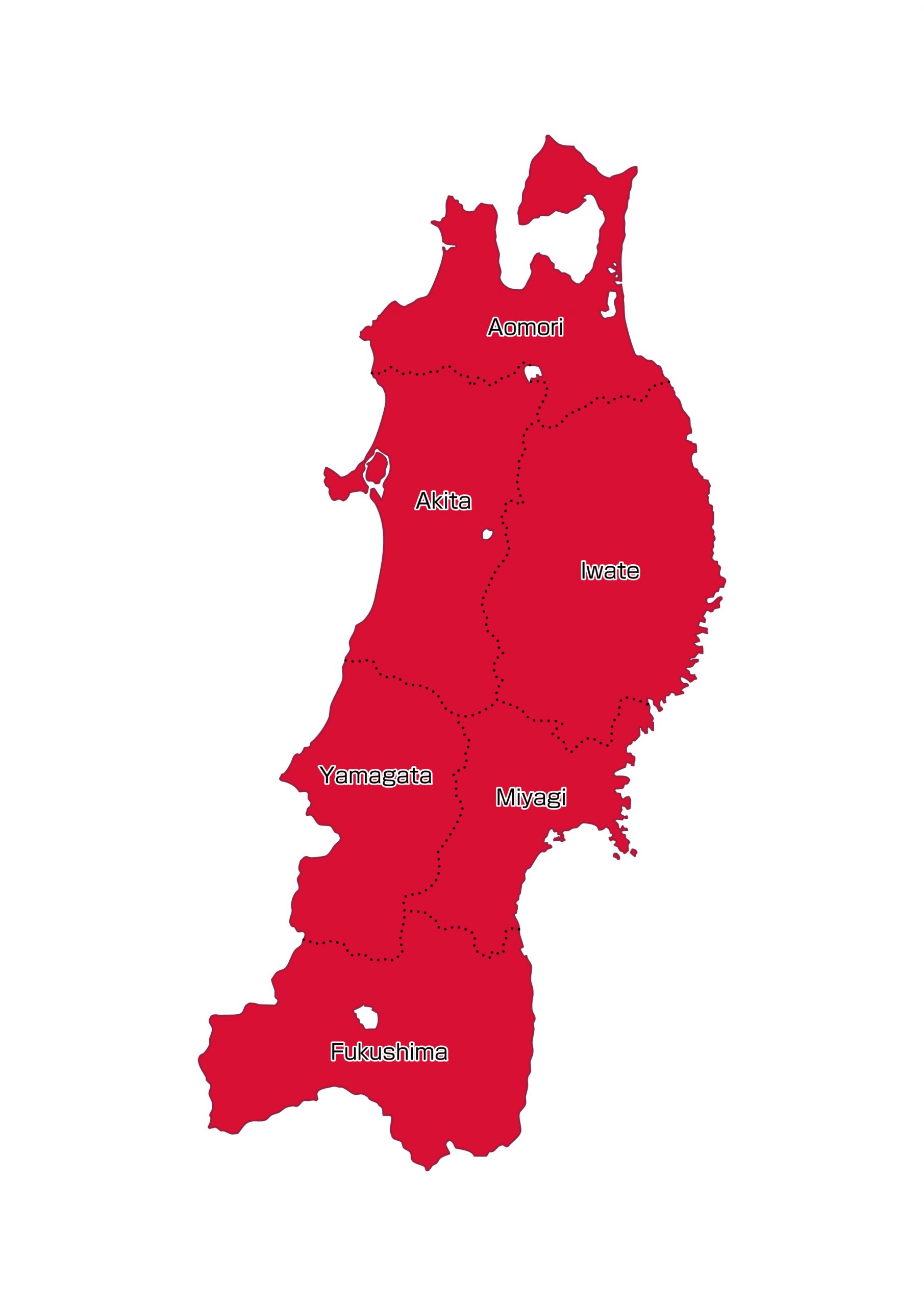 東北地方6県の地図イラストを無料ダウンロード