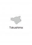 日本地図・徳島県・英語・都道府県名あり(グレー)