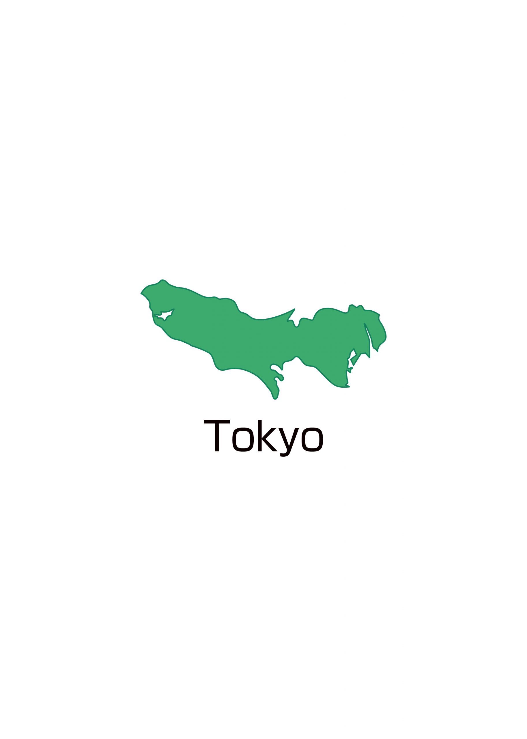 東京都無料フリーイラスト｜英語・都道府県名あり(緑)