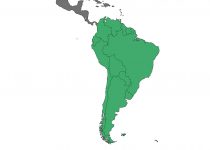 世界地図地域・国名なし・北アメリカ(緑)