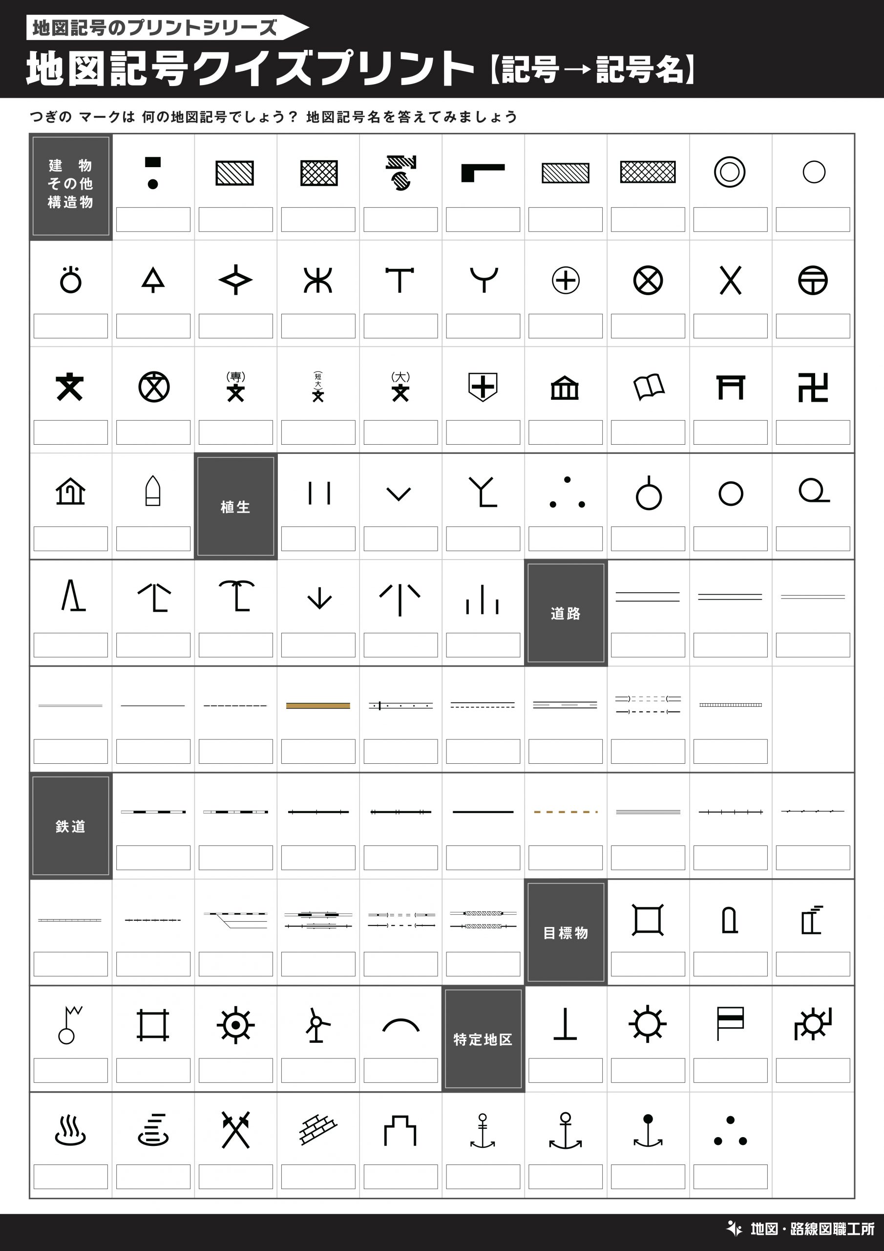 地図記号のプリント クイズ テスト 受験対策