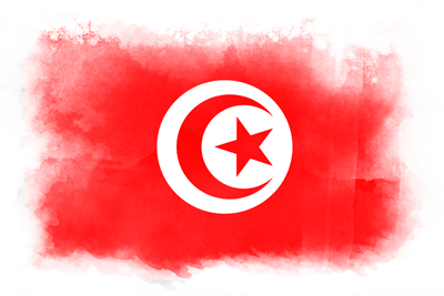 チュニジア共和国の国旗イラスト 水彩タイプ