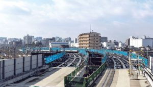 地図記号　建設中又は運行停止中の鉄道(JR線)