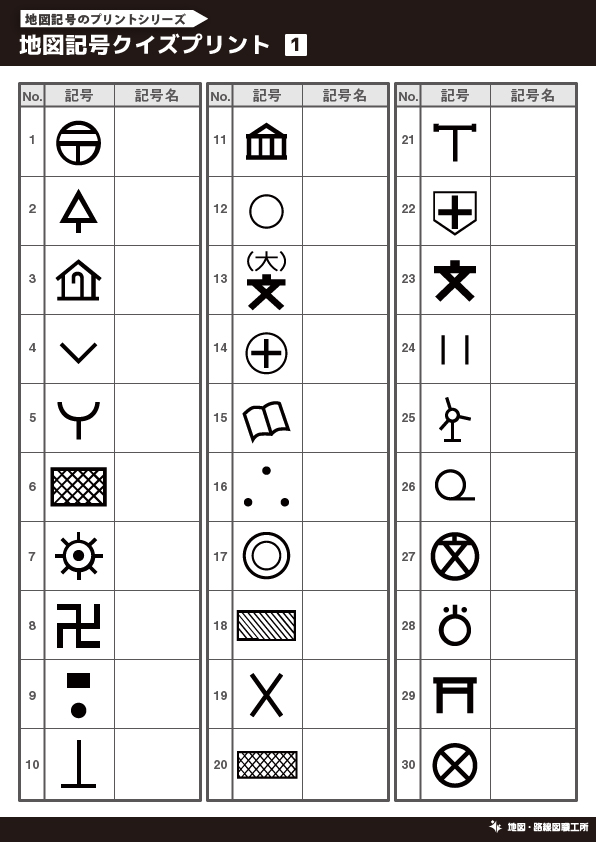 地図記号クイズ 問題例プリント