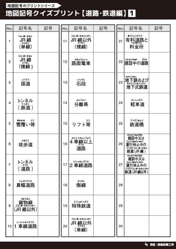 地図記号クイズ 問題例プリント