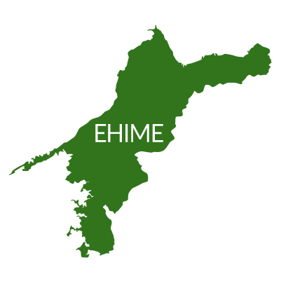 愛媛県イラストマップ県名英語（緑）