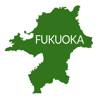 福岡県イラストマップ県名英語（緑）