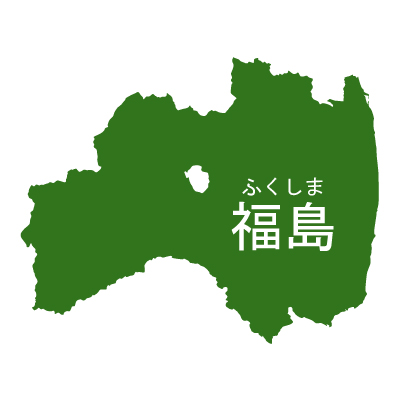 福島県イラストマップ県名ルビあり（緑）