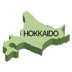 北海道イラストマップ（立体）県名英語（緑）