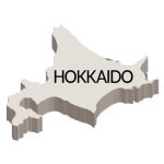 北海道イラストマップ（立体）県名英語（白）