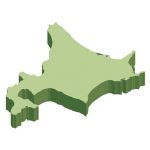 北海道イラストマップ（立体）白地図（緑）