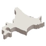 北海道イラストマップ（立体）白地図（白）