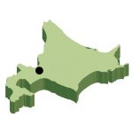 北海道イラストマップ（立体）県庁所在地ポイント有（緑）