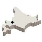 北海道イラストマップ（立体）県庁所在地ポイント有（白）