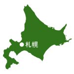 北海道イラストマップ県庁所在地名有（緑）