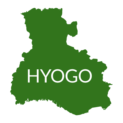 兵庫県イラストマップ県名英語（緑）