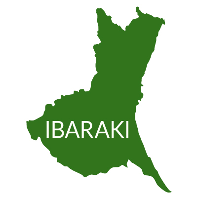 茨城県イラストマップ県名英語（緑）