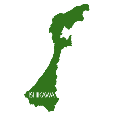石川県イラストマップ県名英語（緑）