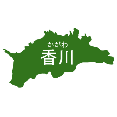 香川県イラストマップ県名ルビあり（緑）