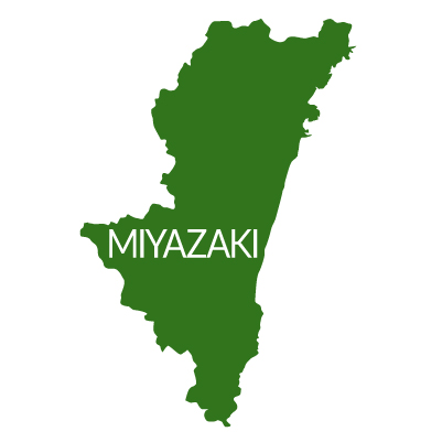 宮崎県イラストマップ県名英語（緑）
