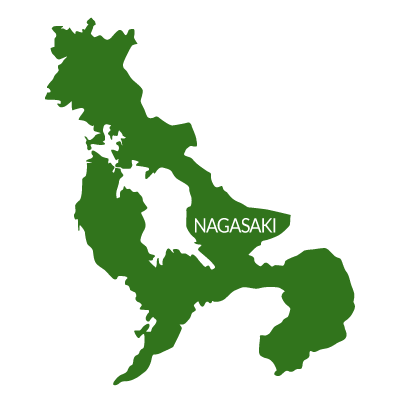 長崎県イラストマップ県名英語（緑）