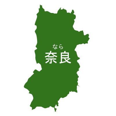 奈良県イラストマップ県名ルビあり（緑）