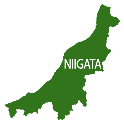 新潟県イラストマップ県名英語（緑）