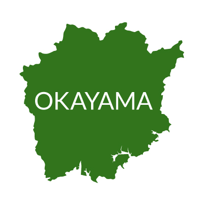 岡山県イラストマップ県名英語（緑）