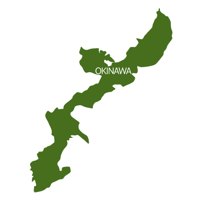 沖縄県イラストマップ県名英語（緑）