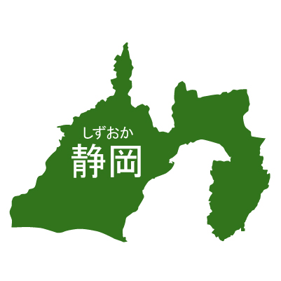 静岡県イラストマップ県名ルビあり（緑）